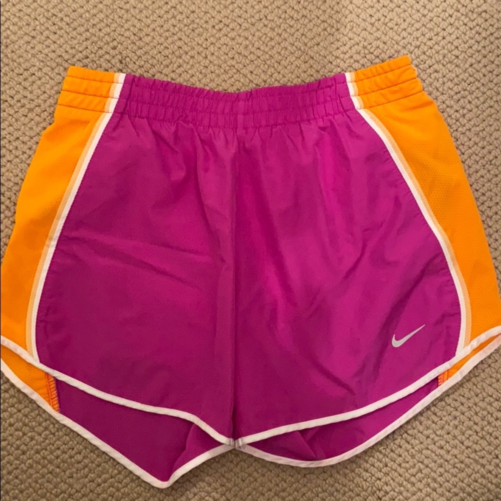 Nike magenta and orange shorts xs